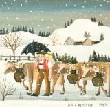 Alpfahrt in winterlicher Landschaft by Dölf Mettler, 1983, oil on board, offered Jun 2026