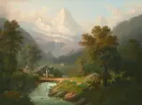 Der Schmadribach mit Blick auf das Breithorn by Anton Winterlin, oil on paper, sold Jun 2026