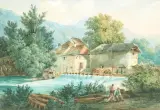 Mühle und Fischer by Alexandre Calame, 1831, watercolor, sold Jun 2026