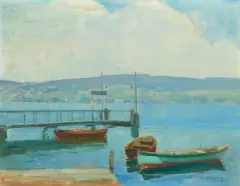 Landesteg am Zürichsee by Alfred Marxer, 1910, oil on canvas, sold Jun 2026