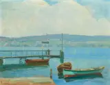 Landesteg am Zürichsee by Alfred Marxer, 1910, oil on canvas, sold Jun 2026