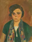 Bildnis einer jungen Frau mit Halstuch by Fritz Glarner, oil on canvas, offered Jun 2026