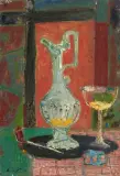 Stillleben mit Karaffe und Glas by Adolf Herbst, oil on board, offered Jun 2026