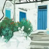 Weisses Haus mit blauen Türen by Thys Kathy, oil on canvas, offered Jun 2026