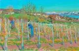 Vreni und Albert Fierz beim Rebenaufbinden by Karl Landolt, 1993, oil on canvas, sold Jun 2026