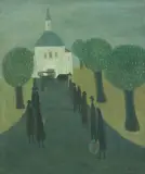 Enterrement à La Guerche by Henry Roulet, 1973, oil on canvas, sold Jun 2026