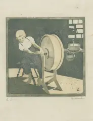 Handbub mit Butterfass by Carl August Liner, color woodcut, offered Jun 2026