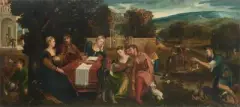 und Werkstatt Dives und Lazarus by genannt Bonifazio Veronese Bonifazio di Pitati, oil on canvas, sold Mar 2026