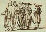 zugeschrieben Fünf stehende Figuren by Nicolaes Maes, ink, sold Mar 2026