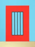Red Prison by Peter Halley, 1999, acrylic, sold Mar 2026