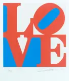 LOVE (Red/Blue) by Robert Indiana, 1996, pencil, sold Mar 2026