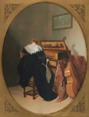 Umkreis Frau am Spinett by Pieter Jacobsz Codde, oil, sold Mar 2026