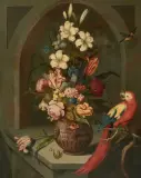 Nachfolger Papagei mit Blumenbouquet by Balthasar van der Ast, oil on canvas, offered Mar 2026