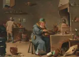 Umkreis Der Alchemist by David Teniers d.J., oil on panel, sold Mar 2026