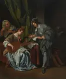 Musizierendes Paar mit alter Kupplerin by Jacob Toorenvliet, oil on canvas, sold Mar 2026