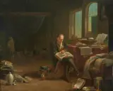 Gelehrter in seiner Studierstube by Justus Juncker, oil on panel, offered Mar 2026