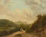 Landschaft mit Reitern by A. Krusemann, oil on panel, sold Mar 2026