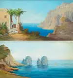 Gegenstücke: zwei Ansichten von Capri by Andrea Cherubini, oil on panel, sold Mar 2026