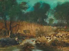 zugeschrieben Jagdszene by John Lewis Brown, oil on panel, offered Mar 2026