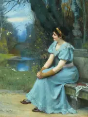 Dame in blauem Kleid in einem Park by Felix Ehrlich, 1898, oil on canvas, sold Mar 2026