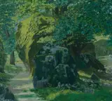 Bemooste Findlinge im Wald by Max Felgentreu, 1910, oil on canvas, offered Mar 2026