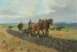 Pflügende Bauern by Georg Carl Koch, oil on canvas, offered Mar 2026