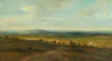 Paysage de campagne avec un bourg dans les lointains by Alexandre Calame, 1834, oil on panel, sold Mar 2026