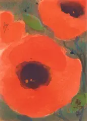 Mohnblumen by Teruko Yokoi, 1998, gouache, sold Mar 2026