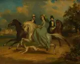 zugeschrieben Elegante Reiterpartie vor einem Schloss by Conrad Gessner, oil on canvas, sold Mar 2026