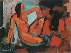 Sitzender Akt by Carl Walter Liner, 1947, gouache, sold Mar 2026