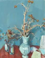 Stillleben mit getrockneten Blumen by Rudolf Zender, 1960, oil on canvas, sold Mar 2026