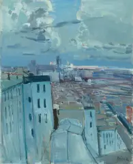 Blick über die Dächer von Paris, verso Seineansicht (Querformat) by Rudolf Zender, 1974, oil on canvas, sold Mar 2026