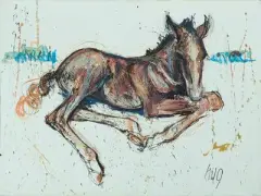 Liegendes Fohlen by Fritz Hug, mixed media, sold Mar 2026