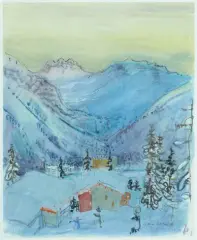 Arosa by Henri Schmid, 1966, watercolor, sold Mar 2026