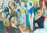 Tanzende Menschen by Max Zuber, 1984, oil on canvas, sold Mar 2026