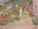 Im Park by Constantin Polastri, 1990, oil on board, sold Mar 2026