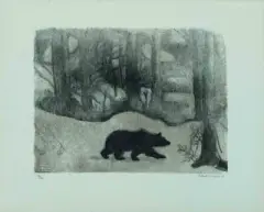Bär in Winterlandschaft by Robert Hainard, 1981, woodcut, sold Mar 2026
