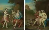 zugeschrieben Gegenstücke: Diana und Kallisto by Frans van Mieris d.J., oil on copper, offered Nov 2025
