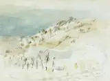 Landscape under mist and frost by Paul Nash, watercolor, sold Nov 2025