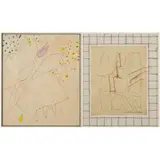 Each Untitled by Marlene Mancini Frost, Ink on paper and stichery on cloth, offered Nov 2023