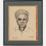 Ghanain Child, Legon, Ghana by Margaret Taylor-Burroughs, Ink on paper,Signed in ink and dated lower right 7/7/68. Titled lower left., offered Oct 2022