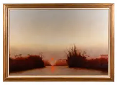 Untitled - Sunset Marsh Landscape - 1993 by Bruce Brainard, oil on canvas, sold Feb 2026