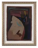 Mayan Tessera" - late 20th century by Steven Wolf, oil on paper, sold Feb 2026