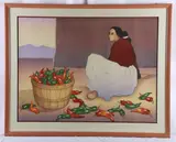 Untitled by R. C. Gorman, lithograph "Chili Picker", sold Apr 2024