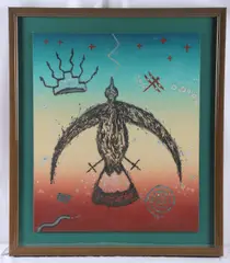 Untitled by Dan Lomahaftewa, monotype "Kwa-HuI", sold Apr 2024