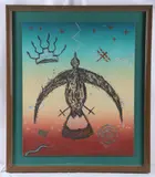 Untitled by Dan Lomahaftewa, monotype "Kwa-HuI", sold Apr 2024