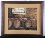 PA artist by Rea Redifer, watercolor of barrels, sold May 2024