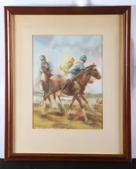 Brandywine artist by Ralph Scharff, mixed media on board, sold May 2024