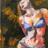 Untitled by Richard Merchan, oil on canvas, sold Apr 2022