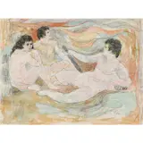 Untitled (Three Nudes) by Sandro Chia, 1985, watercolor, sold Apr 2022